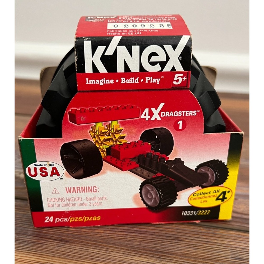 KNEX 4X Dragsters 1 Building Set 10331/3227 Vintage 24 Pcs USA Made Sealed Box